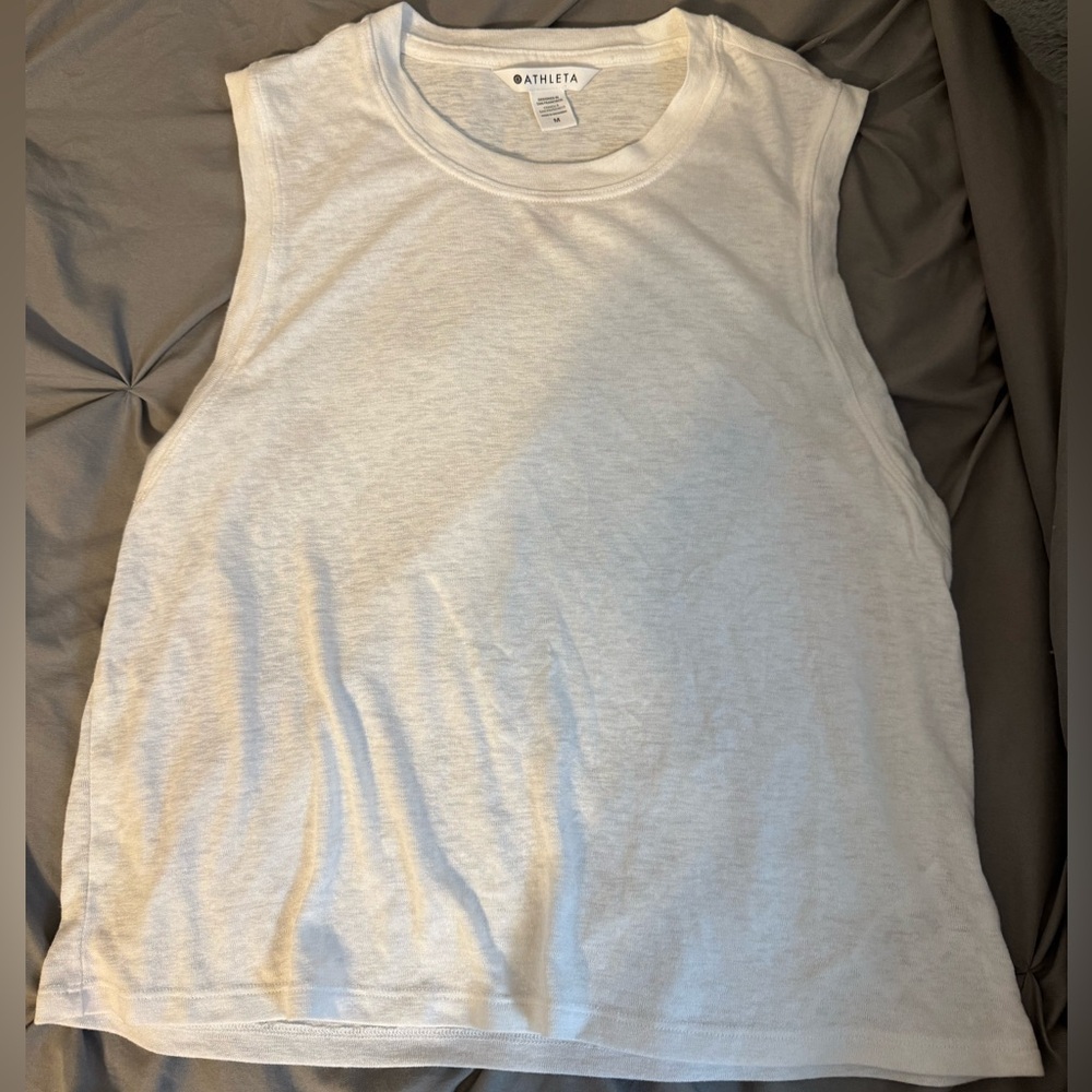 Athleta White Sleeveless Muscle Tee Relaxed Fit